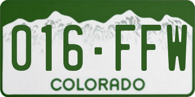 CO license plate 016FFW