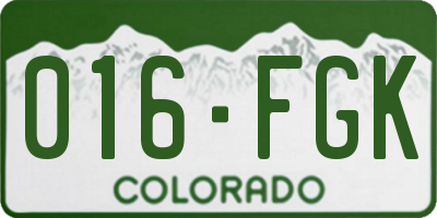 CO license plate 016FGK