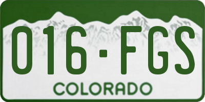 CO license plate 016FGS