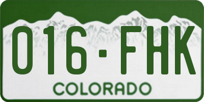 CO license plate 016FHK