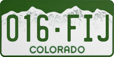 CO license plate 016FIJ