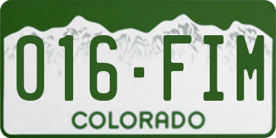 CO license plate 016FIM