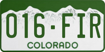 CO license plate 016FIR