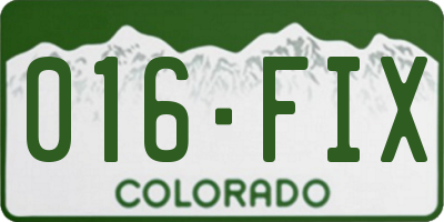CO license plate 016FIX