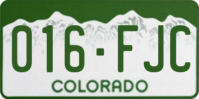 CO license plate 016FJC