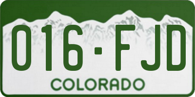 CO license plate 016FJD