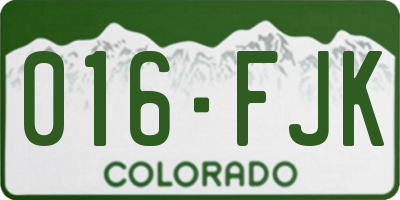 CO license plate 016FJK
