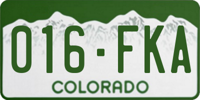 CO license plate 016FKA