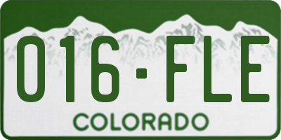 CO license plate 016FLE
