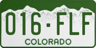 CO license plate 016FLF