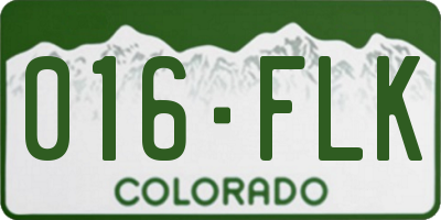 CO license plate 016FLK