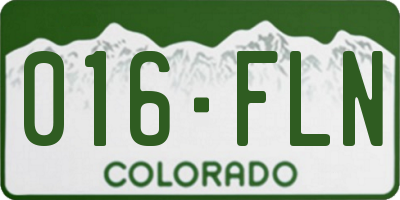 CO license plate 016FLN