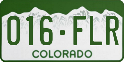 CO license plate 016FLR