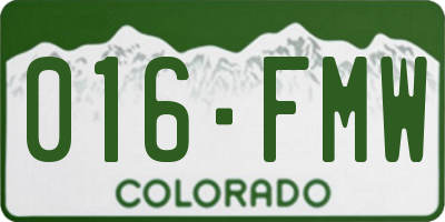 CO license plate 016FMW