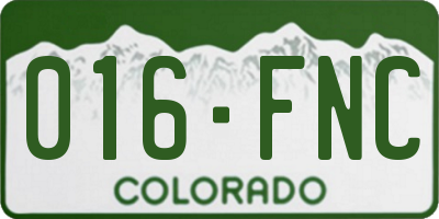 CO license plate 016FNC