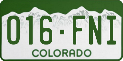 CO license plate 016FNI