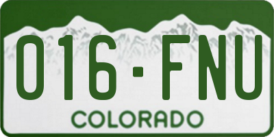 CO license plate 016FNU