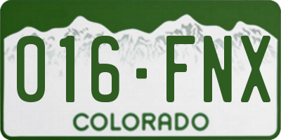 CO license plate 016FNX