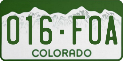 CO license plate 016FOA