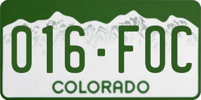 CO license plate 016FOC