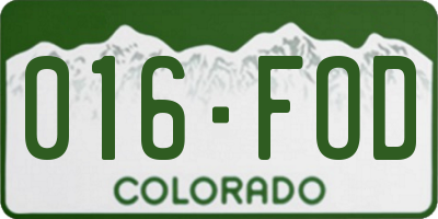 CO license plate 016FOD