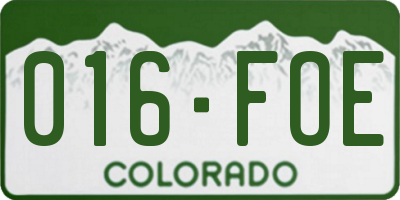 CO license plate 016FOE