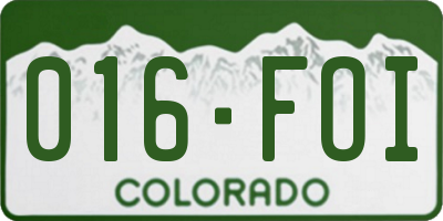 CO license plate 016FOI