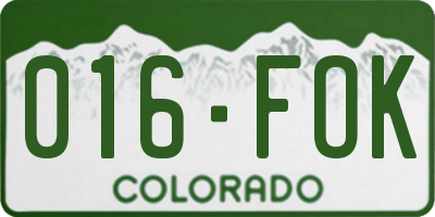 CO license plate 016FOK