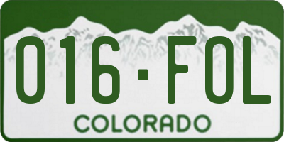 CO license plate 016FOL
