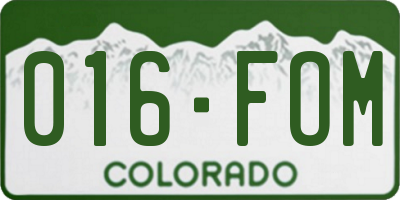 CO license plate 016FOM