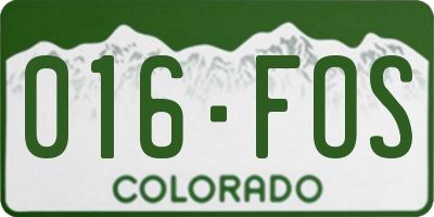 CO license plate 016FOS