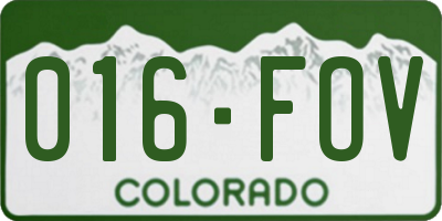 CO license plate 016FOV