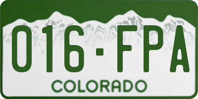 CO license plate 016FPA