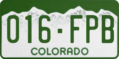 CO license plate 016FPB