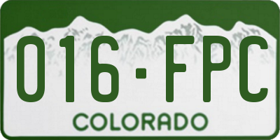 CO license plate 016FPC