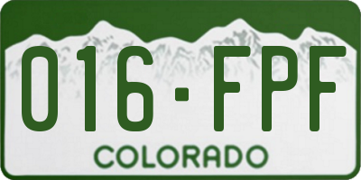 CO license plate 016FPF