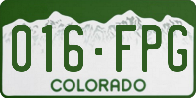 CO license plate 016FPG