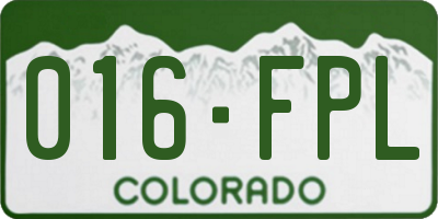 CO license plate 016FPL
