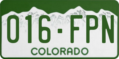 CO license plate 016FPN