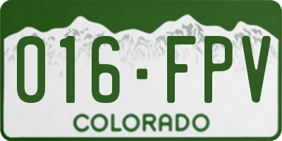 CO license plate 016FPV
