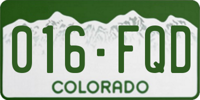CO license plate 016FQD
