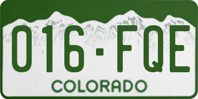 CO license plate 016FQE