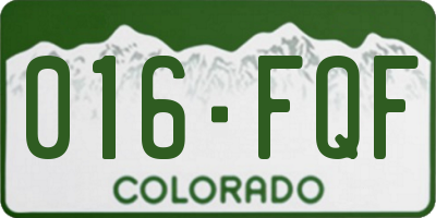 CO license plate 016FQF