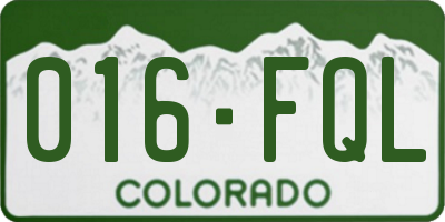 CO license plate 016FQL