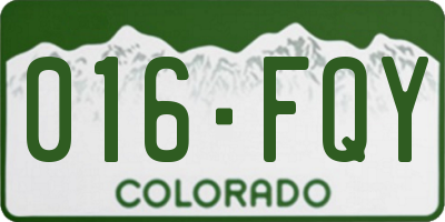 CO license plate 016FQY