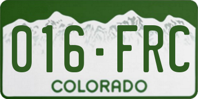 CO license plate 016FRC