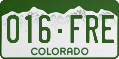 CO license plate 016FRE
