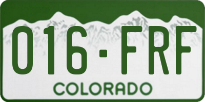 CO license plate 016FRF