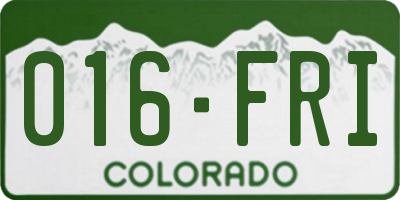 CO license plate 016FRI