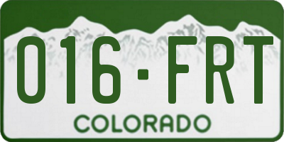 CO license plate 016FRT